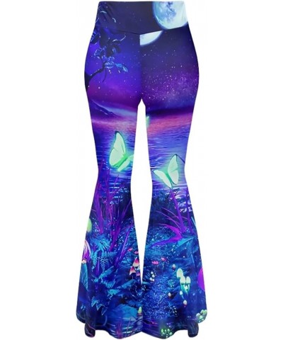 Women Crossover High Waisted Yoga Pants Bootcut Leggings Pants Workout Trousers Sweatpants, S-2XL Blue-purple Sky & Sea & But...