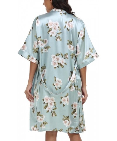 Women's Satin Robe Sets 2 Piece Nightgown Silk Pajama Sexy Floral Lingerie Lace Cami Sleepwear Night Robes Light Blue $10.58 ...