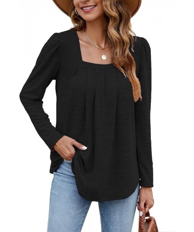 Sweatshirts for Women Crew Neck Long Sleeve Tunic Shirt Tops for Legging 02 Black $10.25 Tops