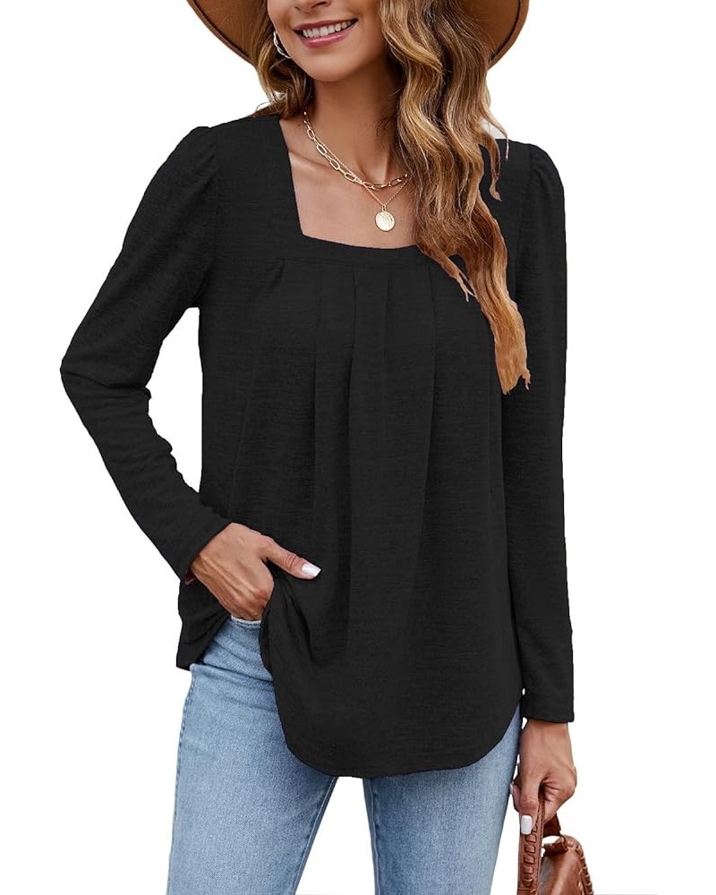 Sweatshirts for Women Crew Neck Long Sleeve Tunic Shirt Tops for Legging 02 Black $10.25 Tops