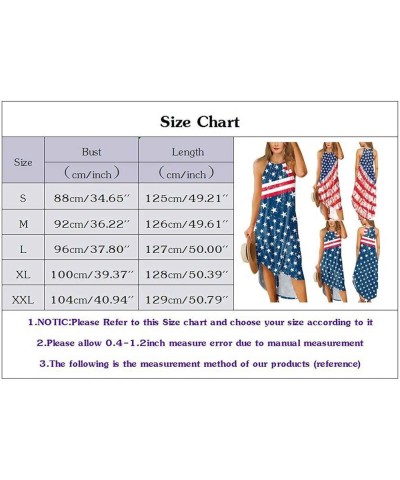 Casual Midi Dress for Women American Flag Printed Patriotic Dress Sleeveless Plus Size High Low Hem Shift Long Dresses Red $5...