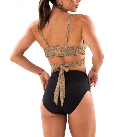 Women's High Waisted Bikini Set W/Twist Front Adjustable Shoulder Straps Two Piece Swimsuit Gold Dust $14.55 Swimsuits