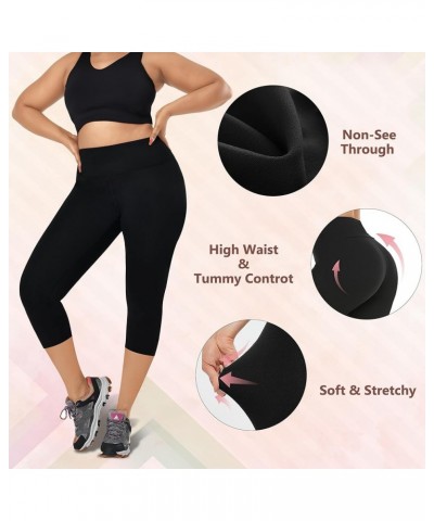 3 Pack Plus Size Capri Leggings for Women -Stretchy X-Large-4X Tummy Control High Waist Spandex Workout Yoga Pants 3X-Large 3...