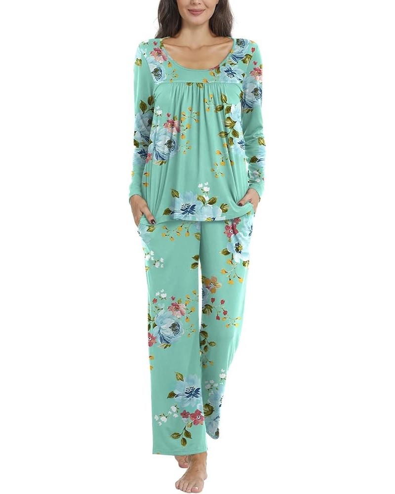 Women's Fall Pajama Sets, 2 Piece Lounge Sleepwear Ladies Pjs Sets with Pockets 09 Mint Green $16.32 Sleep & Lounge