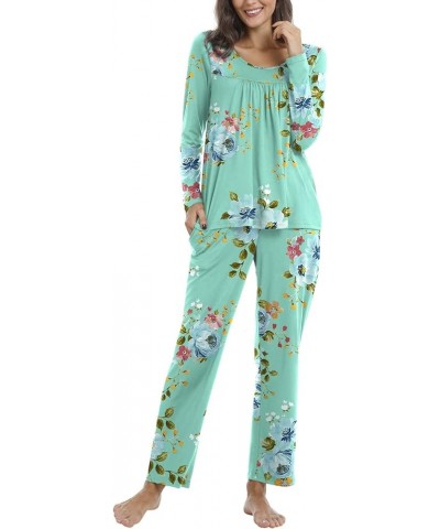 Women's Fall Pajama Sets, 2 Piece Lounge Sleepwear Ladies Pjs Sets with Pockets 09 Mint Green $16.32 Sleep & Lounge