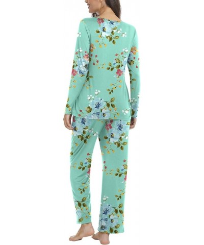 Women's Fall Pajama Sets, 2 Piece Lounge Sleepwear Ladies Pjs Sets with Pockets 09 Mint Green $16.32 Sleep & Lounge