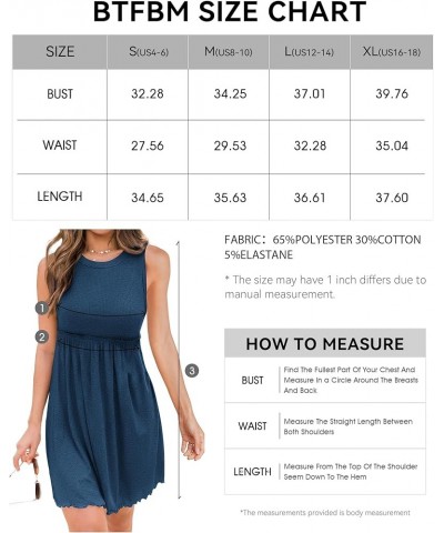 Women Sleeveless Summer Dress 2024 Crewneck Ribbed Knit Ruffle Swing Button Down Beach Sun Mini Tank Short Dresses Solid Blue...