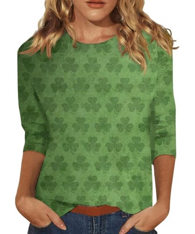 Women's St. Patrick's Day 3/4 Sleeve Round Neck Green Shamrock Print Top, Soft Loose Blouse Tees 4-mint Green $7.79 T-Shirts