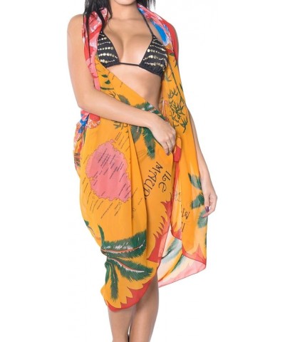 Women's Swimwear Summer Beach Dress Bikini Vacation Swimsuit Swim Cover Up Long Pareos Bathing Suit Sarong for Women Orange_e...