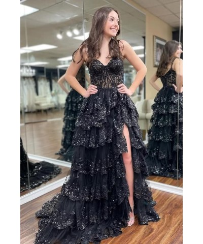 Women Tiered Tulle Lace Appliques Prom Dress A-Line Formal Ball Gown for 2023 Evening Party Dresses Light Pink $46.64 Dresses