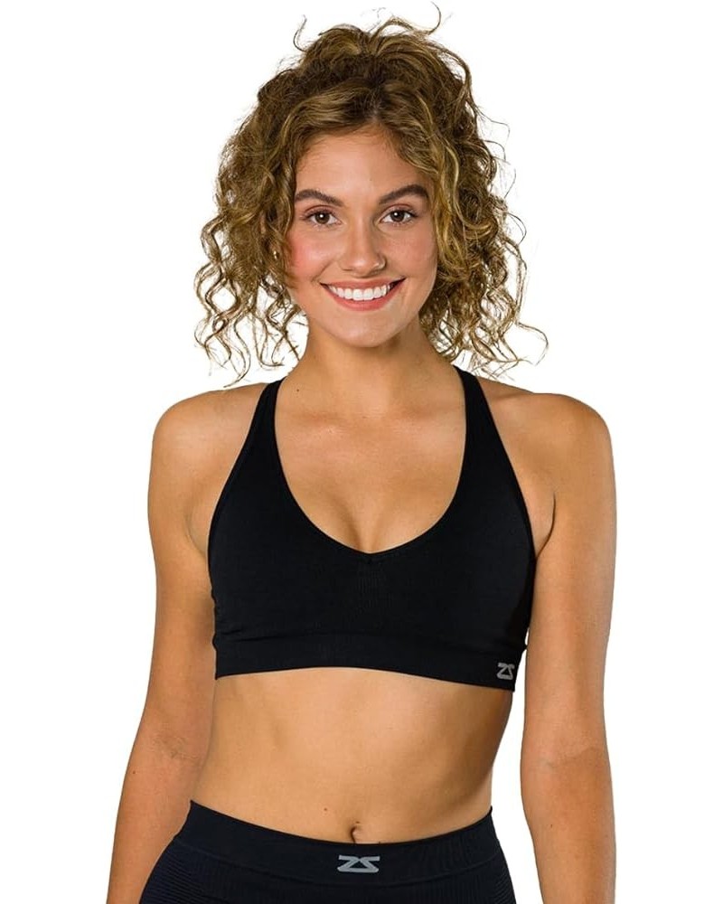 Racey Running Sports Bra - Women Workout, Gym Low Impact Support Racerback Top Black $21.56 Lingerie