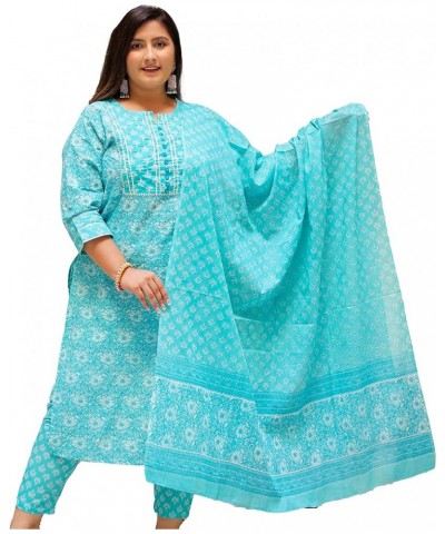 Women's Cotton Floral Printed Kurti with Pant and Dupatta for Mother's Day - Sky Blue Sky Blue. $25.49 Tops