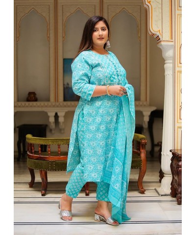 Women's Cotton Floral Printed Kurti with Pant and Dupatta for Mother's Day - Sky Blue Sky Blue. $25.49 Tops