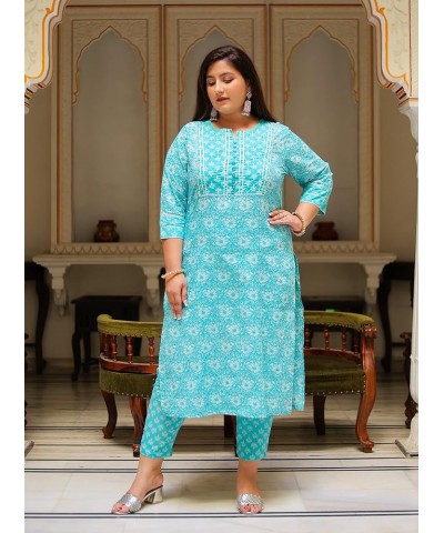 Women's Cotton Floral Printed Kurti with Pant and Dupatta for Mother's Day - Sky Blue Sky Blue. $25.49 Tops