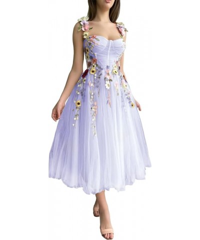 Women's 3D Flower Applique Prom Dresses Homecoming Dress with Embroidered Tulle Formal Party Gowns B Lavender $44.54 Dresses