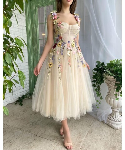 Women's 3D Flower Applique Prom Dresses Homecoming Dress with Embroidered Tulle Formal Party Gowns B Lavender $44.54 Dresses