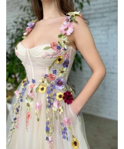 Women's 3D Flower Applique Prom Dresses Homecoming Dress with Embroidered Tulle Formal Party Gowns B Lavender $44.54 Dresses