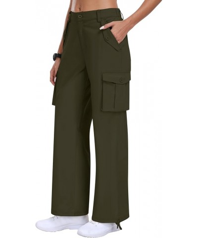 Womens Cargo Pants 6 Pockets Baggy Streetwear Wide Leg High Waisted Casual Hiking Pants Outdoor Trousers Athletic Green $21.1...