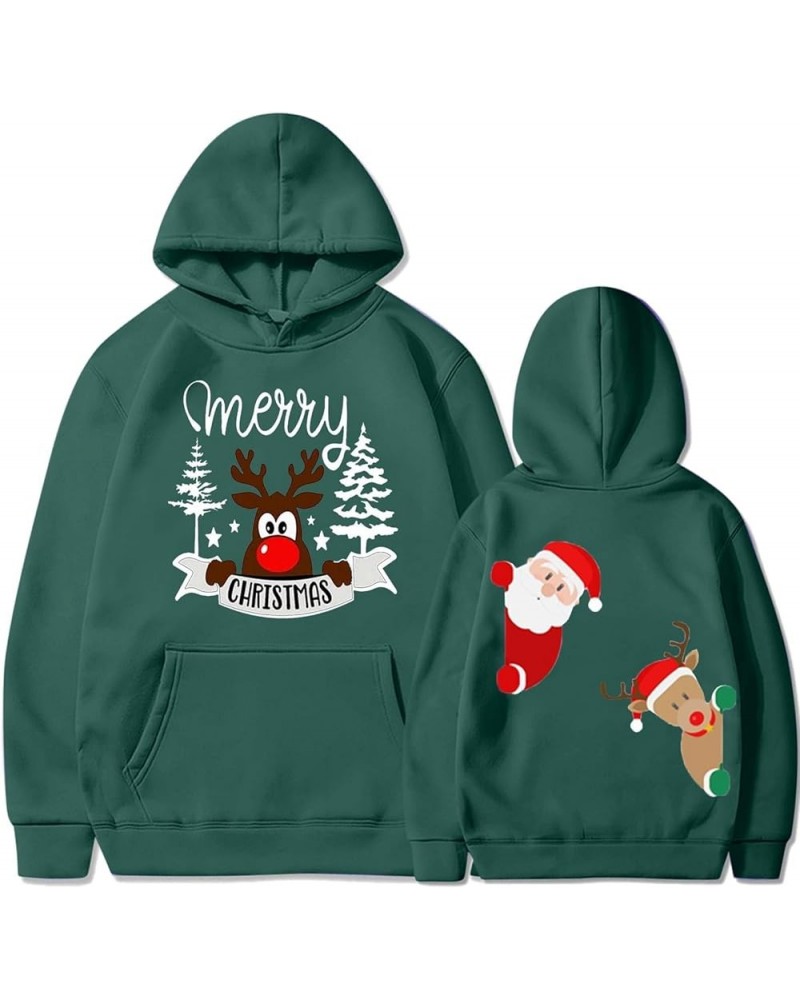 Women's Merry Christmas Hooded Sweatshirts Cute Christmas Graphic Pullover Long Sleeve Fashion Hoodies With Pocket 018 Green ...