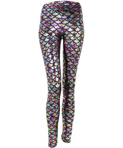 Women High Waisted Tight Mermaid Fish Scale Printed Leggings Stretch Tight Stretchy Leggings Pants Custome Party Colorful $9....