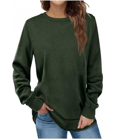 Fashion Sweatshirts for Women Crewneck Long Sleeve Shirts Fleece Tunic Tops for Leggings Casual Solid Pullover T-Shirt Navy $...