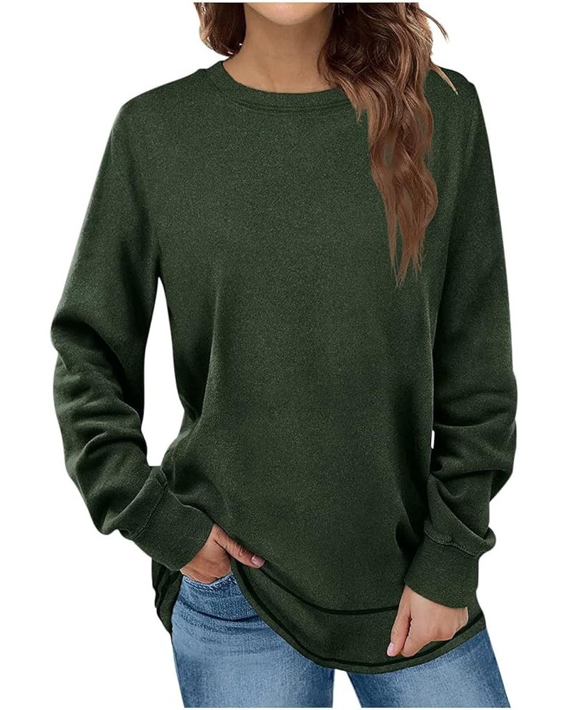 Fashion Sweatshirts for Women Crewneck Long Sleeve Shirts Fleece Tunic Tops for Leggings Casual Solid Pullover T-Shirt Navy $...