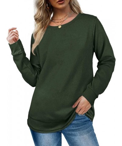 Fashion Sweatshirts for Women Crewneck Long Sleeve Shirts Fleece Tunic Tops for Leggings Casual Solid Pullover T-Shirt Navy $...