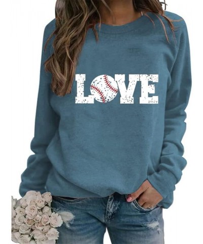 Weekends Coffee Baseball SweatShirt Women Baseball Mom Shirt Crew Neck Long Sleeve Funny Pullovers Tops with Sayings A2-blue ...