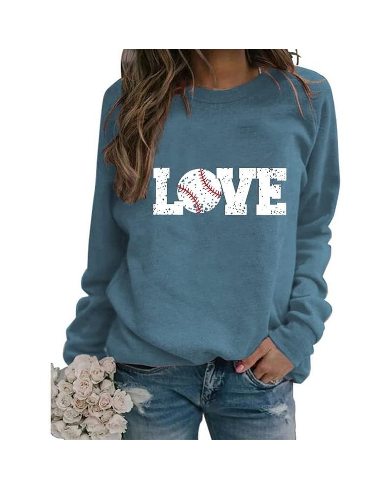 Weekends Coffee Baseball SweatShirt Women Baseball Mom Shirt Crew Neck Long Sleeve Funny Pullovers Tops with Sayings A2-blue ...