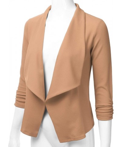 Women's 3/4 Sleeve Blazer Open Front Office Work Cardigan Jacket (S-3XL) Eja001_khaki $10.56 Blazers