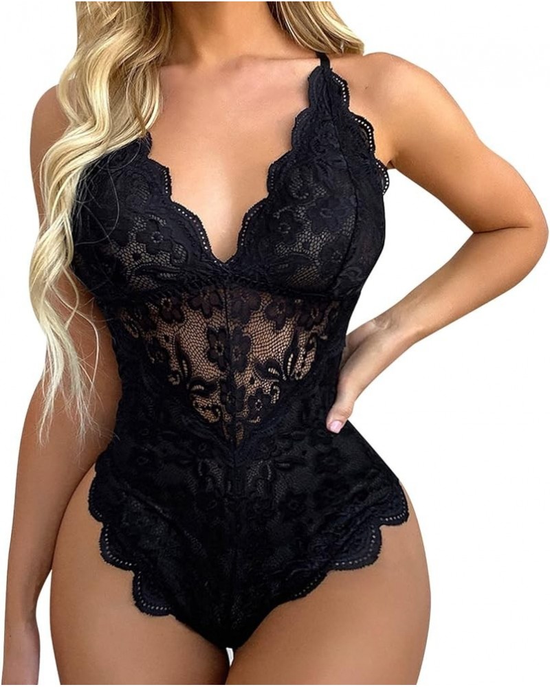 Lingerie for Women Sexy Naughty Sexy Lingerie Lace Bodysuit Bridal Naugthy Teddy Lingerie Tops Outfits Sleepwear Black $3.91 ...