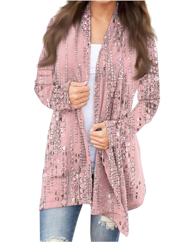 Womens Cardigans Spring,2024 Trendy Cardigan Women's Fashion Loose Casual Long Sleeve Printed Mid-Length Cardigan Jacket 4-pi...