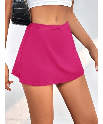 Women's Solid Elastic High Waist Aline Split Mini Short Skirt Petite Pink $12.99 Skirts