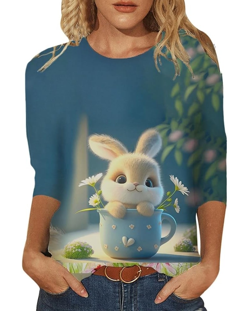 Shirts for Women Workout Cute Easter Day Gnome T Shirt Women Ladies Easter Day Top Shirt Casual Floral Rabbit Print Shirt A-1...