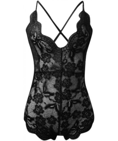 Lingerie for Women Sexy Naughty Sexy Lingerie Lace Bodysuit Bridal Naugthy Teddy Lingerie Tops Outfits Sleepwear Black $3.91 ...