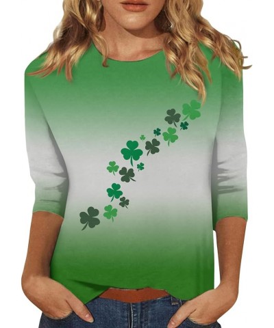 Going Out Tops for Women St Patricks Day Shirt Trendy 3/4 Length Sleeve Holiday T Shirts Ladies Tops and Blouses Casual 24-wh...