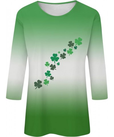 Going Out Tops for Women St Patricks Day Shirt Trendy 3/4 Length Sleeve Holiday T Shirts Ladies Tops and Blouses Casual 24-wh...