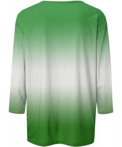 Going Out Tops for Women St Patricks Day Shirt Trendy 3/4 Length Sleeve Holiday T Shirts Ladies Tops and Blouses Casual 24-wh...