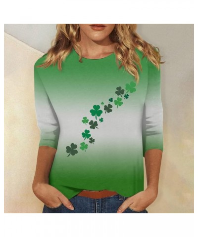 Going Out Tops for Women St Patricks Day Shirt Trendy 3/4 Length Sleeve Holiday T Shirts Ladies Tops and Blouses Casual 24-wh...