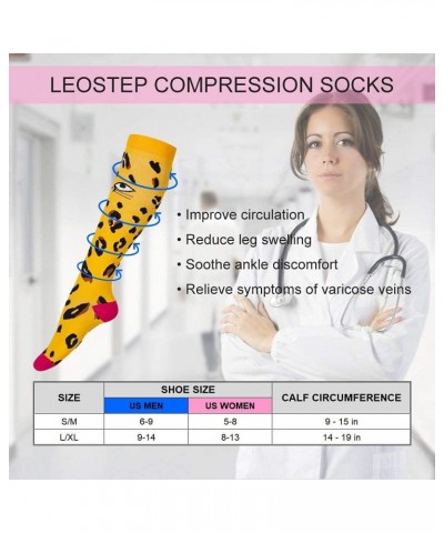 Cute Compression Socks for Women Circulation, Knee High Stockings Support for Nursing, Athletic, Cycling, Hiking, Running Geo...