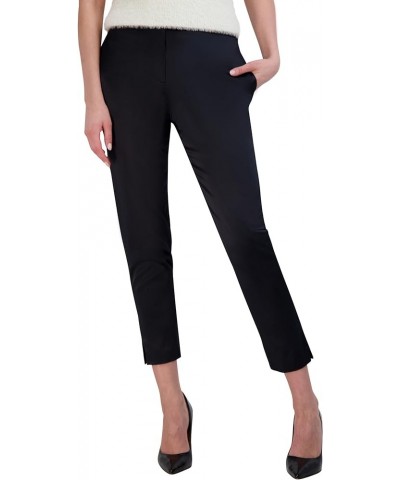 Women's Stretch Satin Slim Cigarette Pants Black $68.19 Pants