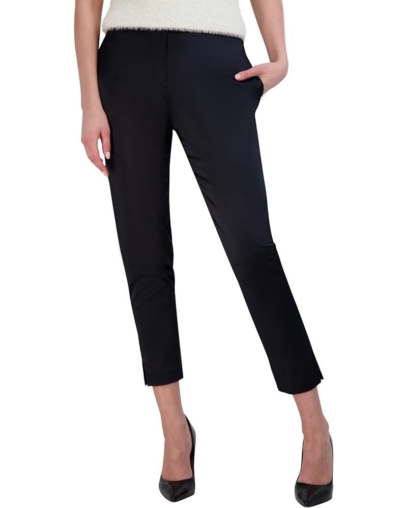 Women's Stretch Satin Slim Cigarette Pants Black $68.19 Pants