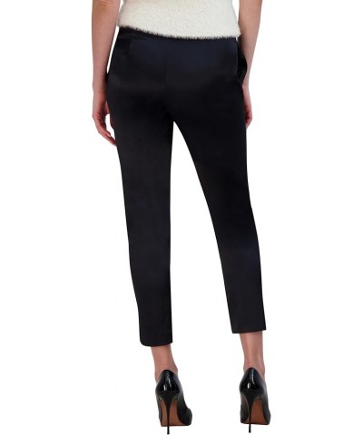 Women's Stretch Satin Slim Cigarette Pants Black $68.19 Pants