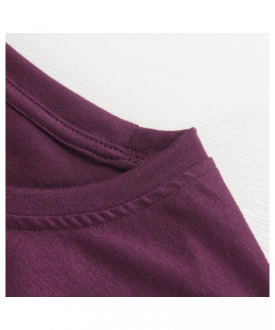 Women's Crew Neck Long Sleeve Shirts Basic Loose Fit Layering Tops Burgundy $16.79 T-Shirts