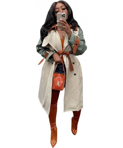 Women Sexy Long Sleeve Lapel Double Breasted Trench Windbreaker Coat Jacket with Belt Khaki $26.49 Coats