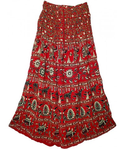 Indian Print Long Soft Skirt Size S M L Free Maxi USA Broomstick Women Ethnic Hippie Red $18.69 Skirts