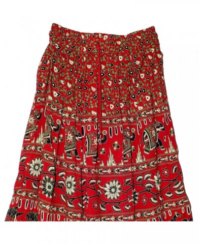 Indian Print Long Soft Skirt Size S M L Free Maxi USA Broomstick Women Ethnic Hippie Red $18.69 Skirts