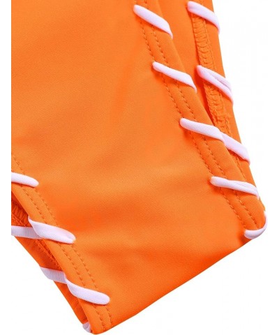 Women Bikini Set Two Piece Twisted Trim Tie Back Halter Cheeky Swimsuit Bathing Suit Orange $19.59 Swimsuits