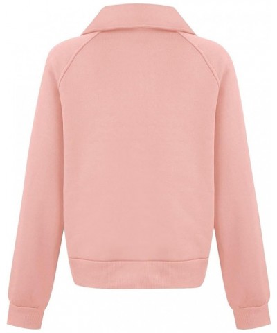 Half Zip Sweatshirt for Womens Oversized Cropped Hoodies Fleece Pullover Winter Quarter Zip up 2023 Outfits Sweater 01-pink $...