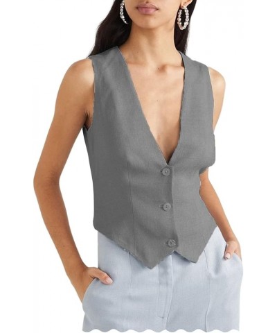 Women's Waistcoat Fully Lined 3 Button V-Neck Dressy Suit Vest Khaki $13.80 Vests